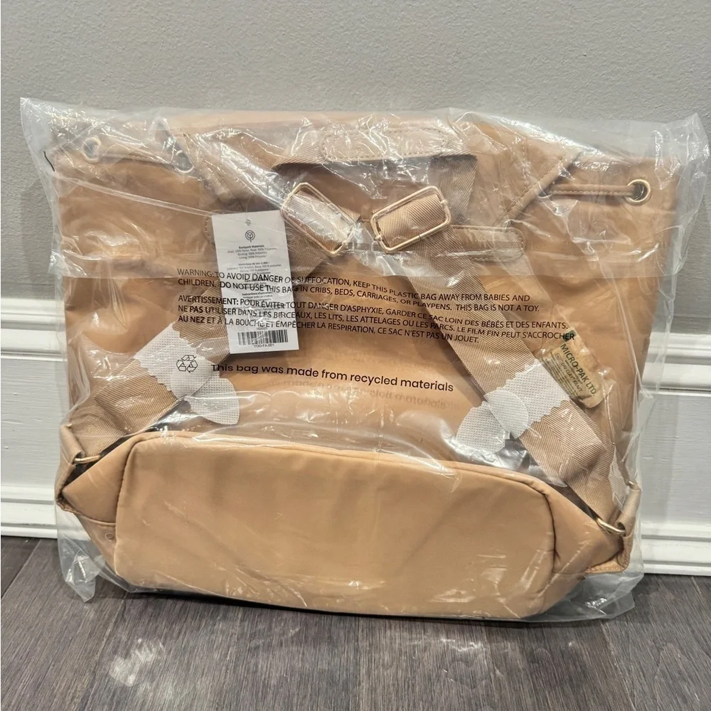 NWT Years of Ours Beige Tan Women's Nylon Backpack Tote with Front Pockets